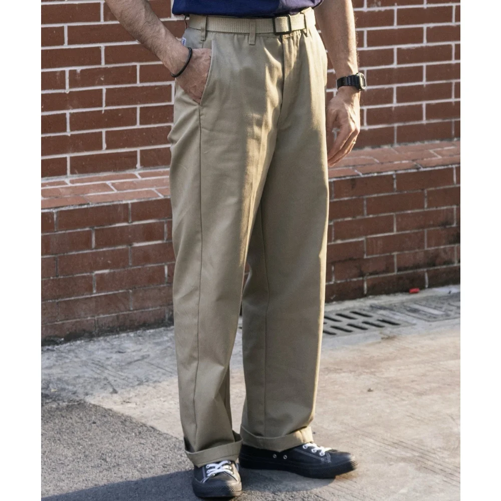 1970s Straight-Leg Work Pants Khaki Non Stock 100% Cotton Fits 34 Read